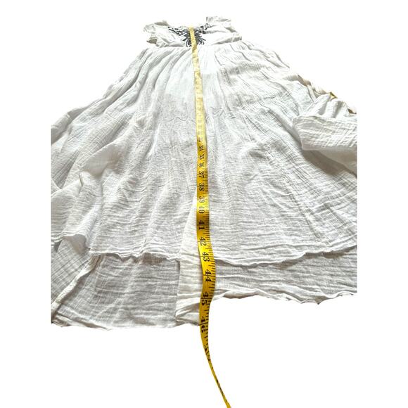 Free People White Cotton Gown with Black Embroidery Detail - Size M - Picture 5 of 16